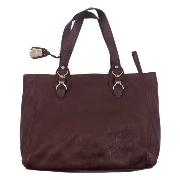 Cole Haan Large Burgundy Soft Leather East West Shoulder Tote Satchel Bag - Picture 1 of 9
